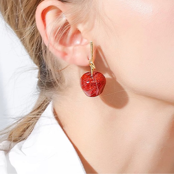 πRed Sparkling Cherry Stud Earrings - Picture 7 of 17